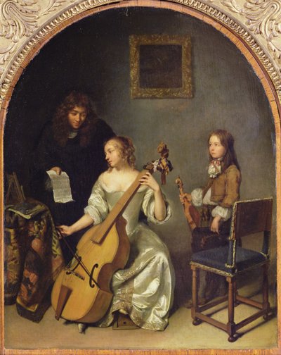 The Bass Viol Lesson by Caspar Netscher